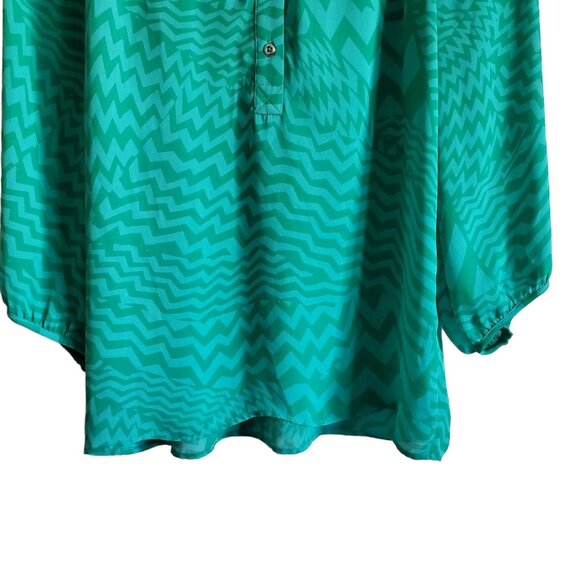 Banana Republic Sheer Pattern Jade Green Blouse Size Small - Picture 3 of 15